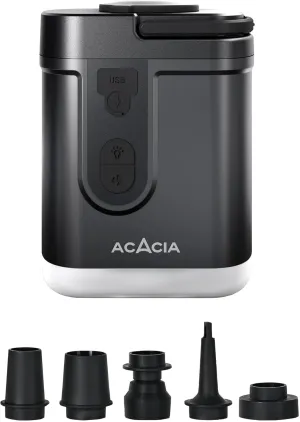 ACACIA Portable Air Pump for ACACIA Sleeping Pad, Rechargeable 4000mAh Battery Air Mattress Pump with Camping Light, Electric Air Pump for Inflatables with 5 Nozzles, Camping, Hiking, Pool, 4.8kPa
