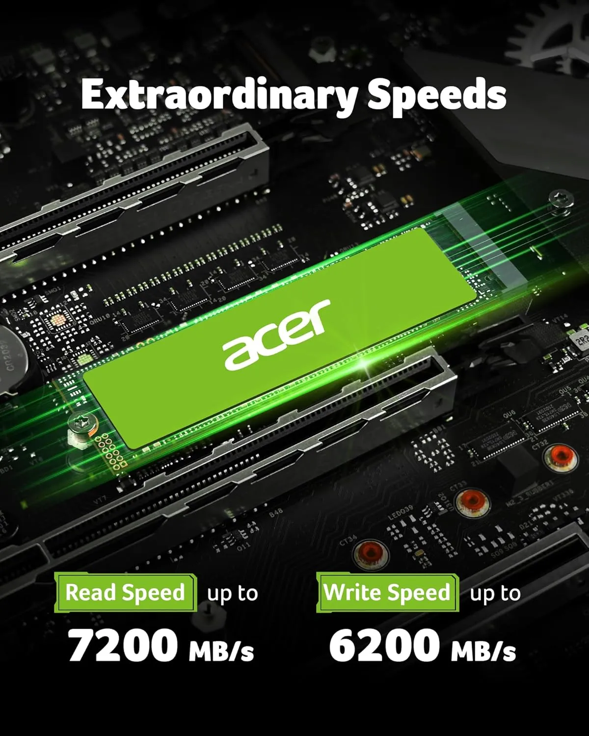 acer FA200 NVMe Gen4 SSD 2TB, PCIe 4.0, M.2 2280, Read Speeds Up to 7200MB/s, Internal Solid State Drive for Laptop, Desktop PC and PS5 Upgrade - BL.9BWWA.125