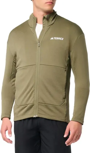adidas Men's Terrex Multi Light Fleece Full-Zip Jacket, Olive Strata, XX-Large