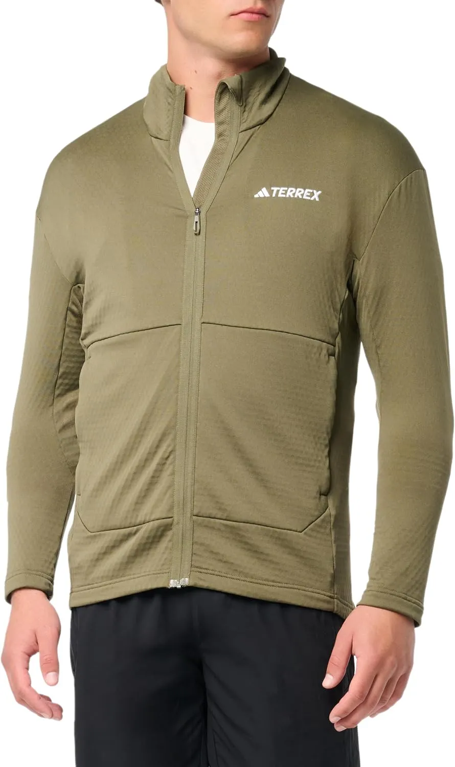 adidas Men's Terrex Multi Light Fleece Full-Zip Jacket, Olive Strata, XX-Large