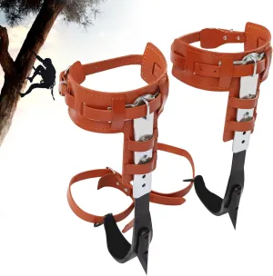 Adjustable Climbing Spikes with Safety Belt Forged Upgrade Tree Climbing Gear Complete Climbing Tool Set with Extra Multi-Functional Straps for Outdoor Aerial Work Orange, Load 440lbs