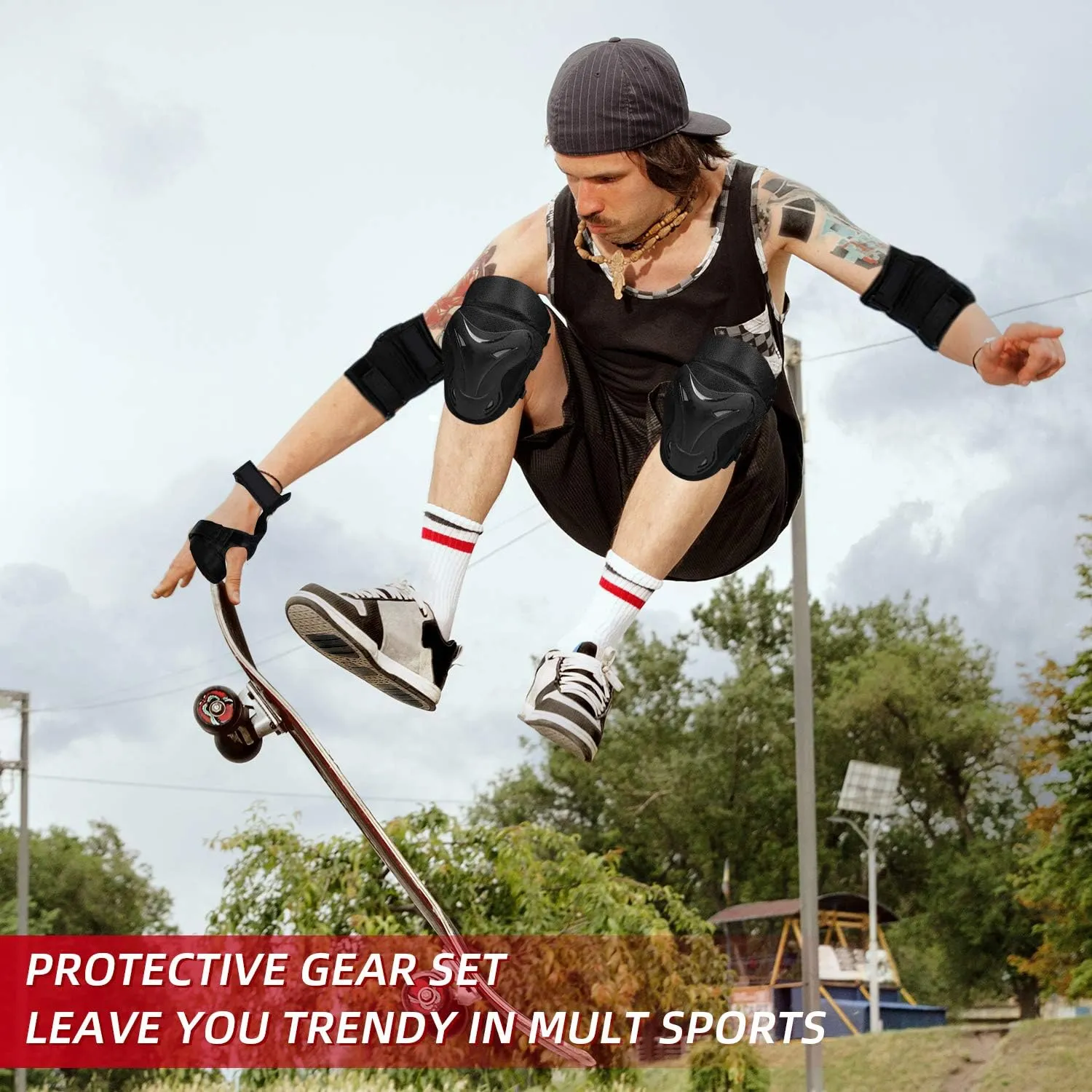Adult/Youth/Kids Knee Pads Elbow Pads Wrist Pads Protective Gear Set for Skateboarding Cycling Skateboard Riding Roller Bike Inline Skating Biking BMX Scooter Skates, Other Outdoor Extreme Sports