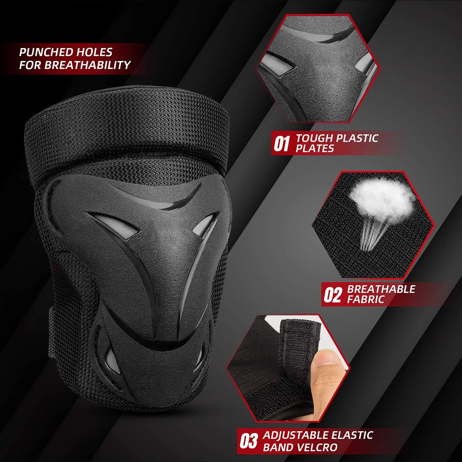 Adult/Youth/Kids Knee Pads Elbow Pads Wrist Pads Protective Gear Set for Skateboarding Cycling Skateboard Riding Roller Bike Inline Skating Biking BMX Scooter Skates, Other Outdoor Extreme Sports