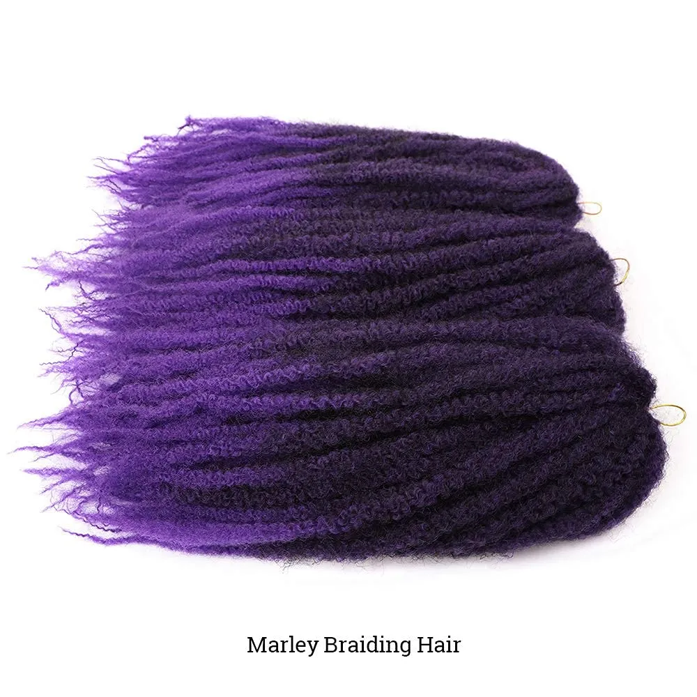 Afro Marley Twist Hair 18Inch Marley Hair for Twists 3Packs Synthetic Kinkys Twist Braiding Hair Extension(#T1B/Purple)