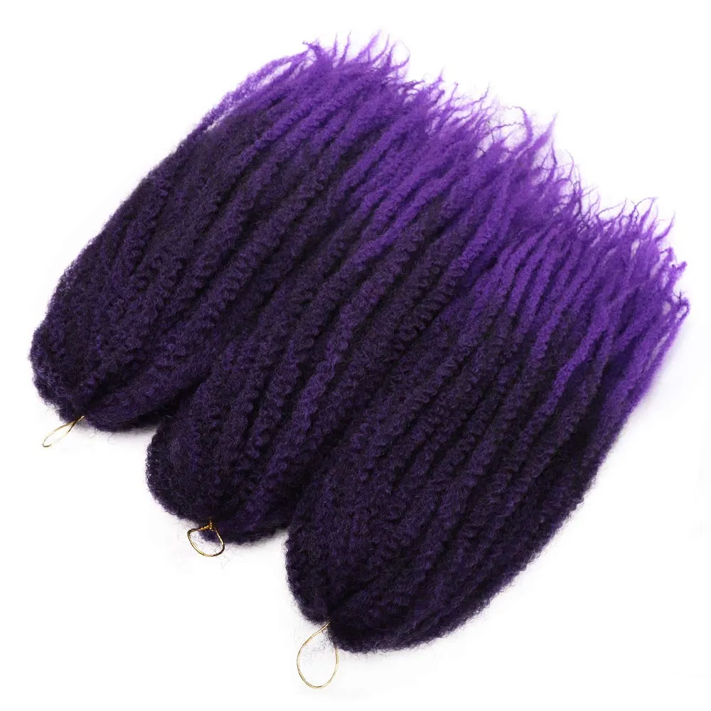 Afro Marley Twist Hair 18Inch Marley Hair for Twists 3Packs Synthetic Kinkys Twist Braiding Hair Extension(#T1B/Purple)