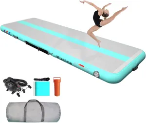 Air Mat Tumble Track 10ft/13ft/16ft/20ft Inflatable Gymnastics Tumbling Mat 4/6/8 inchs Thickness Mats for Home Use/Gym/Yoga/Training/Cheerleading/Outdoor/Beach/Park wih Electric Air Pump