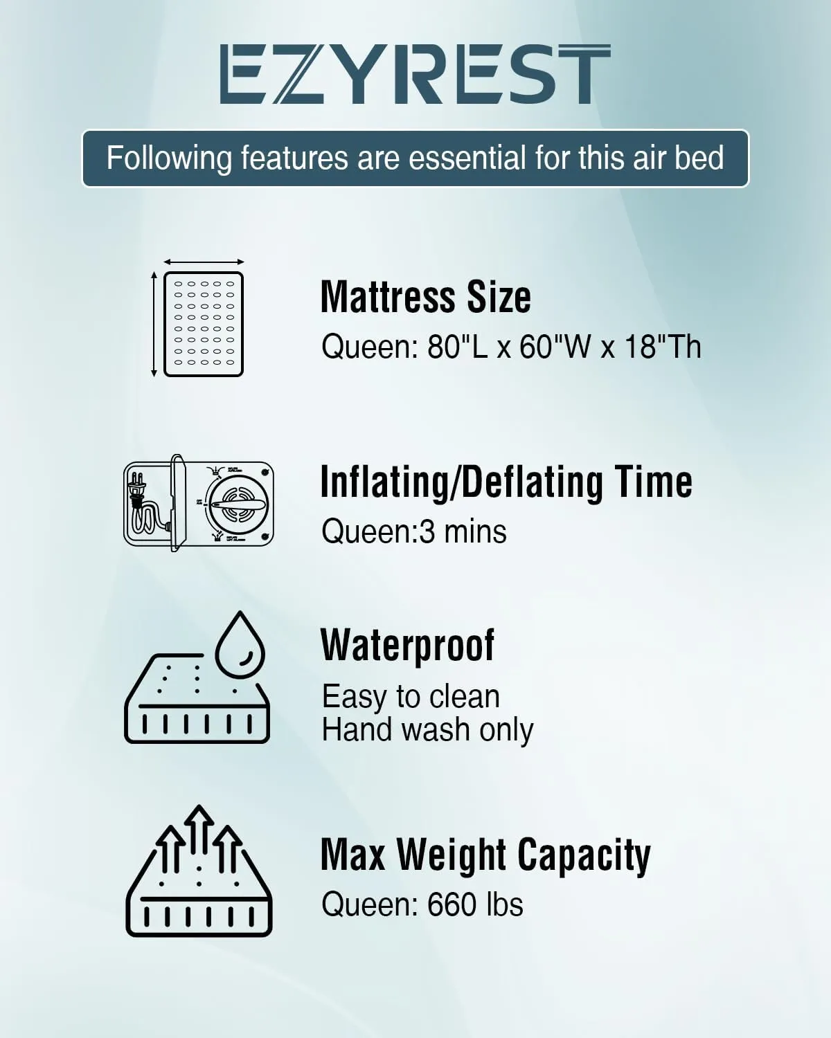 Air Mattress 18", Queen Air Mattress with Built in Pump, Inflatable Mattress with Soft Flocked Top and Portable Carry Bag Adjustable Blow Up Mattress for Guest, Indoor, Travel (Green)