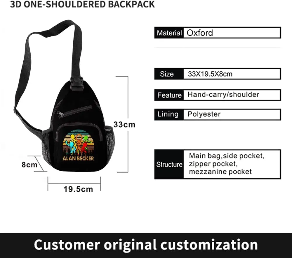 Alan Becker Backpack Merch Women Men Multipurpose Bag Three Piece Travel Backpack Casual Daypack (Black-Three Suit)