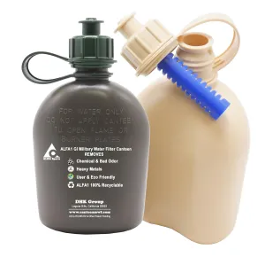 ALFA1 GI Military Water Filter Canteen   1 ALFA1 M1 Water Filter Cartridge & Get 1 Free ALFA1 64GB USB-C 3.0 Dual Flash Drive (OD Green)