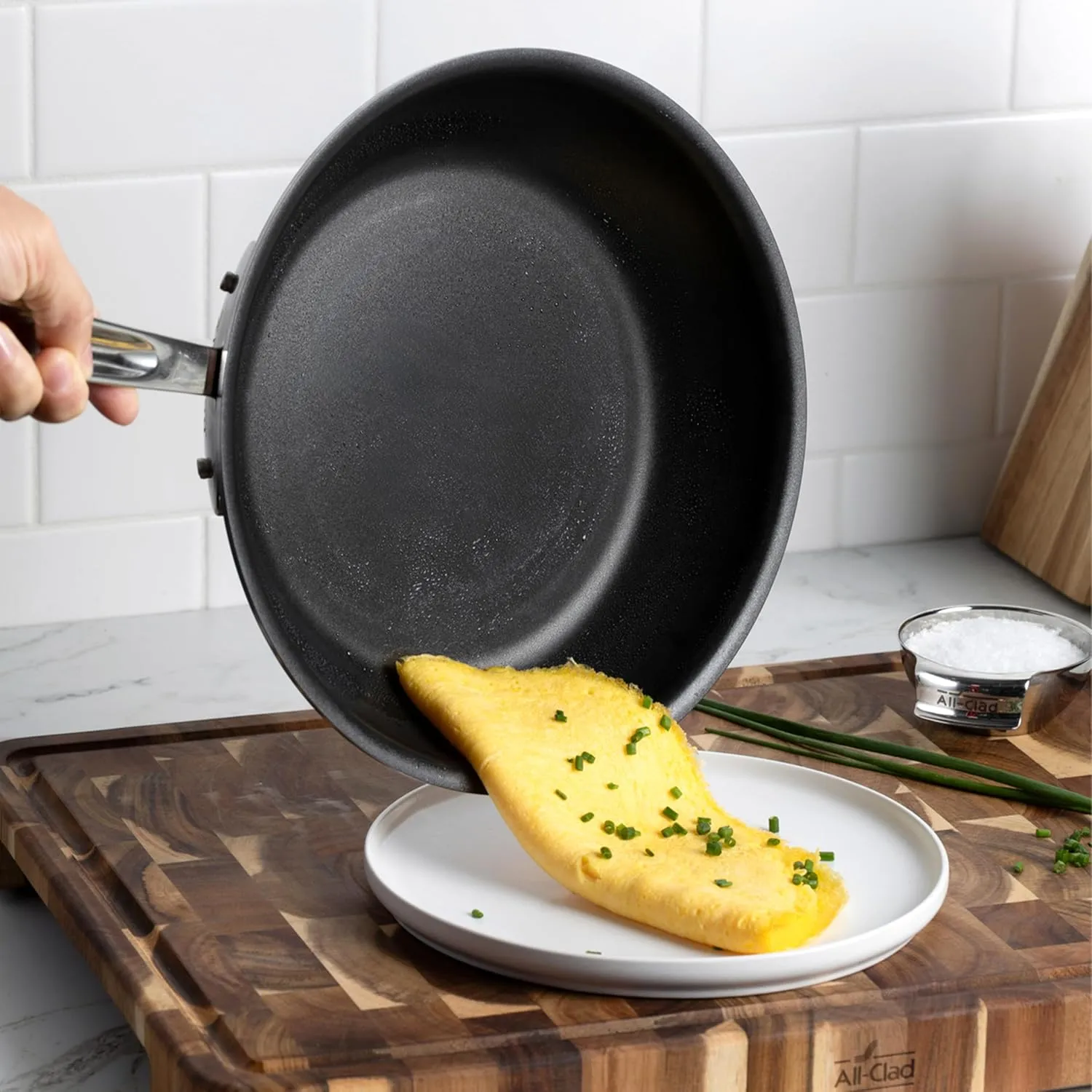 All-Clad D5 8 Inch Brushed Stainless Steel Pro Non Stick Frying pan, 5-Ply Stainless Steel Pan, Induction, Oven Broiler Safe 500F Skillet, Professional Cookware, Silver