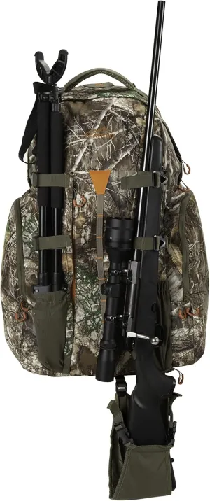 Allen Company Camo Daypack - Hiking, Hunting, Camping Backpack - Camouflage Large Pack with Waist Support - Bow and Rifle Carry System - Overnight Hiking Back Pack - Terrain Crater Daypack: 47L, Green