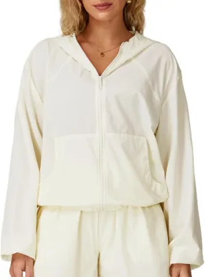 altiland Lightweight Workout Jacket for Women, Cropped Athletic Gym Running Hoodie, UV Protection Half Zip Pullover UPF 50 
