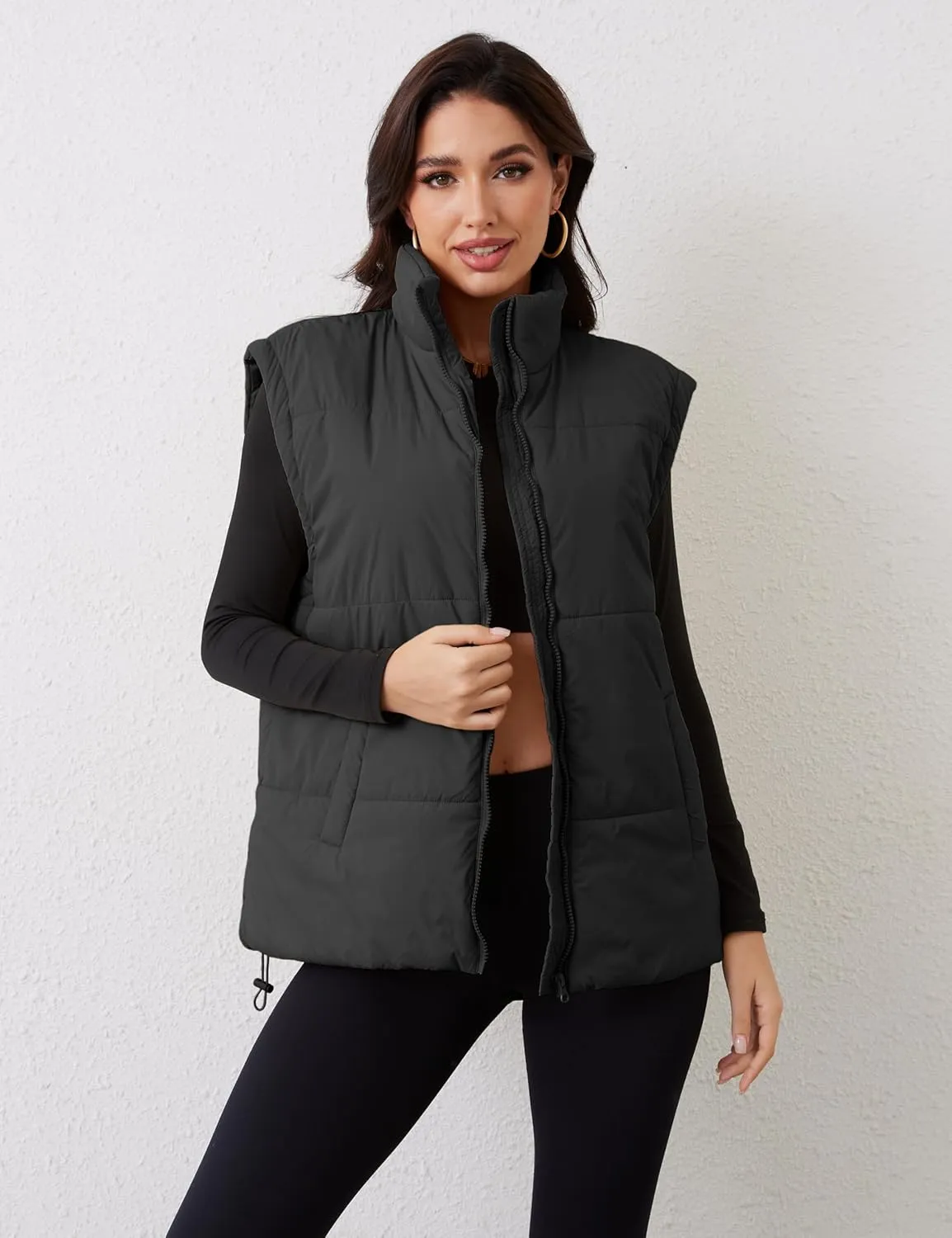 AMEBELLE Women's Oversized Puffer Vest Winter Quilted Lightweight Stand Collar Warm Padded Gilet Sleeveless Puffy Outerwear