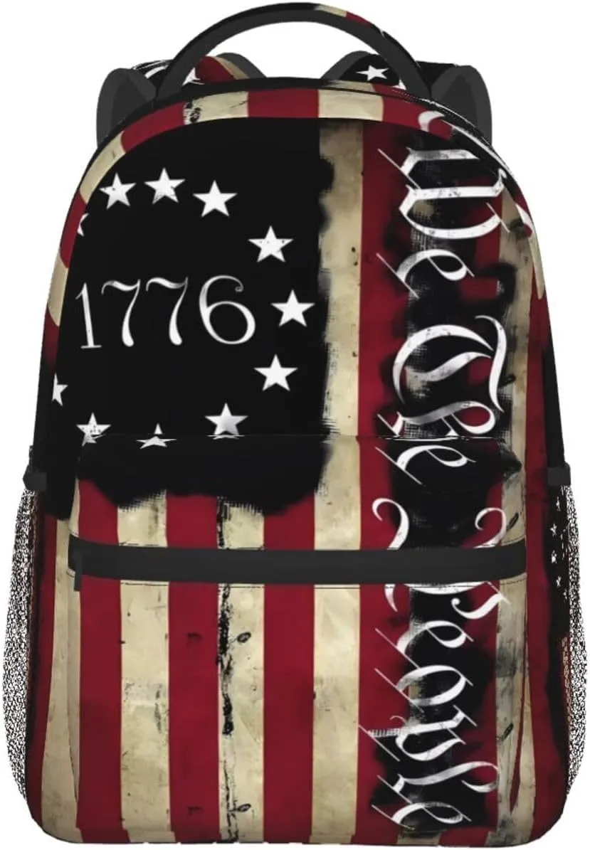 America Independence Day 1776 We The People Patriotic American Constitution United States Flag Backpack Casual Laptop Backpack Double Shoulder Bag Lightweight Backpack For Women Men Travel
