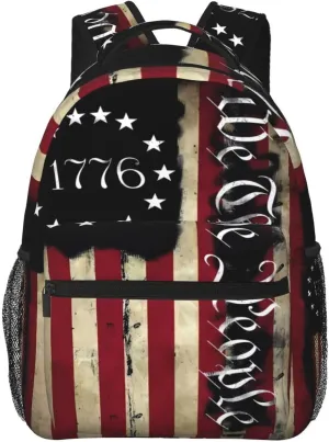 America Independence Day 1776 We The People Patriotic American Constitution United States Flag Backpack Casual Laptop Backpack Double Shoulder Bag Lightweight Backpack For Women Men Travel