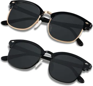 ANDWOOD Polarized Sunglasses for Men Women UV Protection Semi Rimless Sun glasses Classic Half Frame