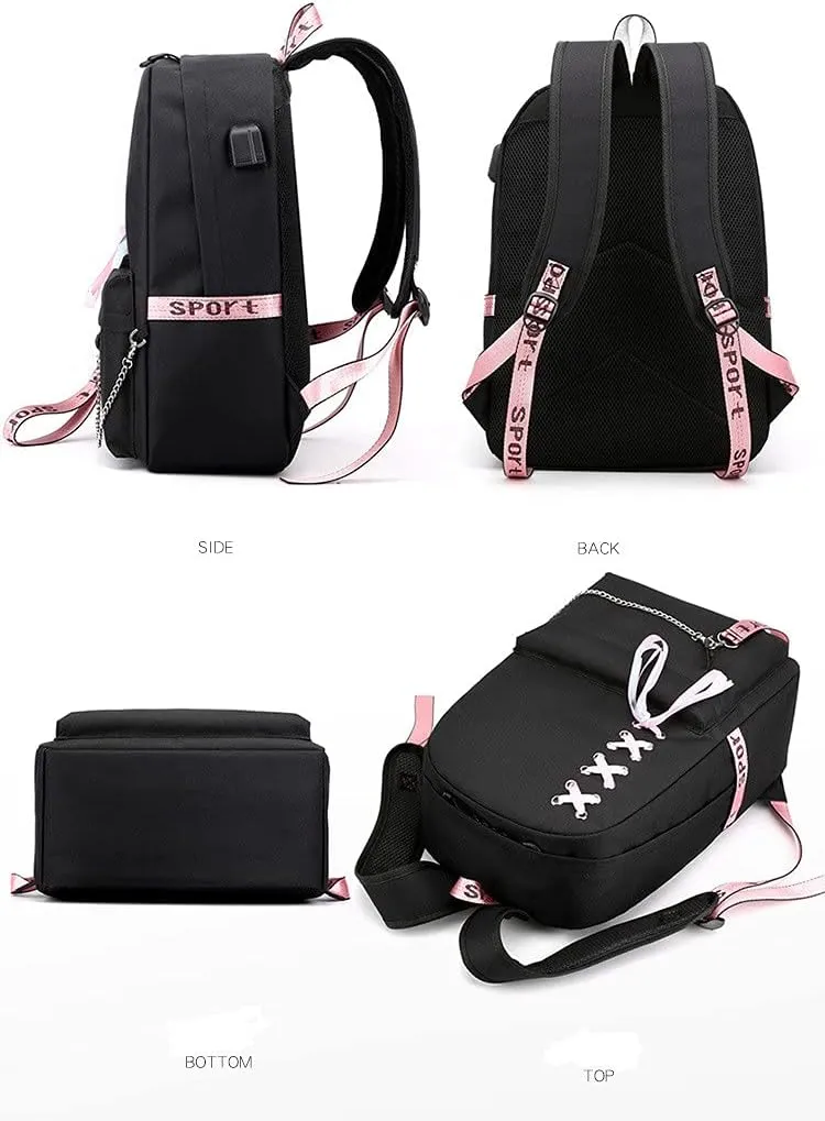 Anime The Promised Neverland Emma Ray Norman Backpack Cosplay Kawaii Ribbon Bag (10)