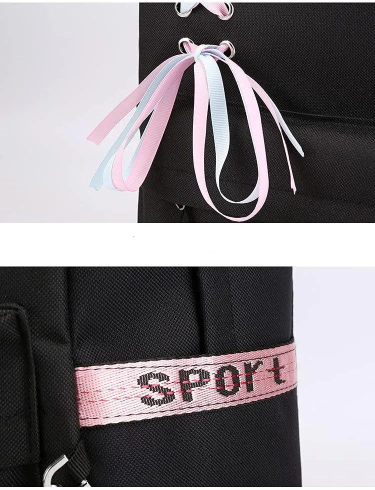 Anime The Promised Neverland Emma Ray Norman Backpack Cosplay Kawaii Ribbon Bag (10)