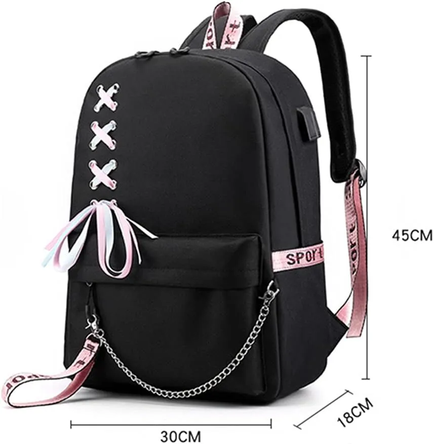 Anime The Promised Neverland Emma Ray Norman Backpack Cosplay Kawaii Ribbon Bag (10)