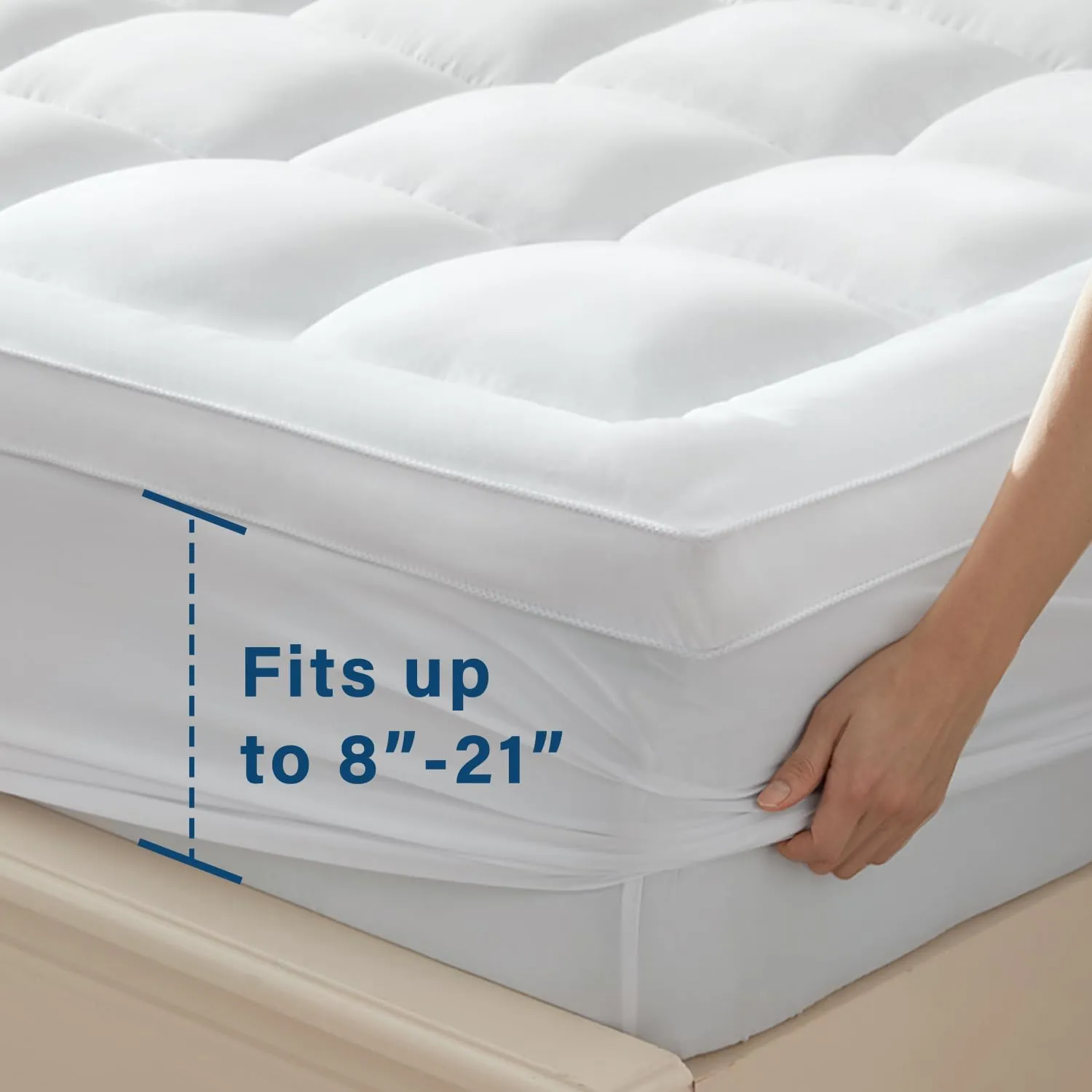 Anluoer California King Mattress Topper, Memory Foam Pillow Top Mattress Topper for Back Pain, Extra Thick Breathable Mattress Pad with 8-21" Deep Pocket, 72x84 Inches, White