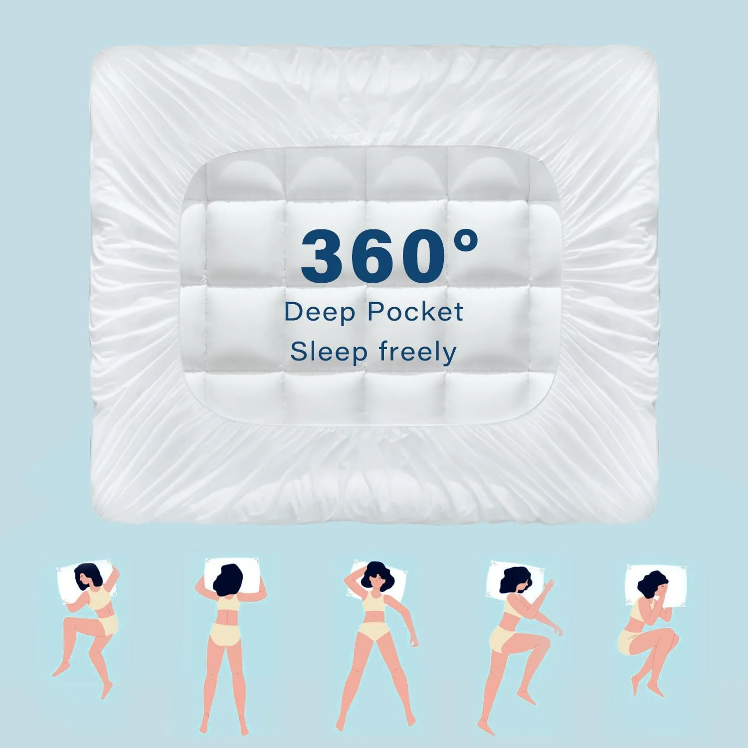 Anluoer California King Mattress Topper, Memory Foam Pillow Top Mattress Topper for Back Pain, Extra Thick Breathable Mattress Pad with 8-21" Deep Pocket, 72x84 Inches, White