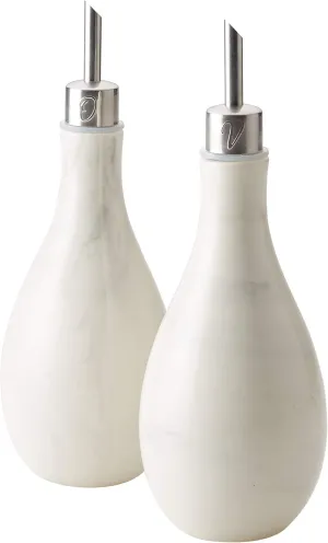 Anolon 2-Piece Stoneware Cruet Set, Marble White