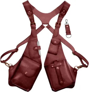 Anti-Theft Harness for Men - Leather Anti-Theft Harness, Double Shoulder Bag Cosplay Medieval | Phone Bag for Men and Women, Wallet Purse with Adjustable PU Leather Strap, red, Consulte la descripción