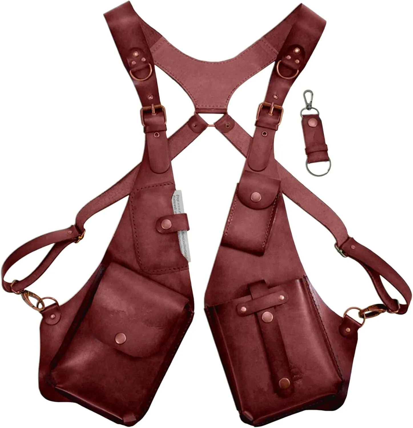 Anti-Theft Harness for Men - Leather Anti-Theft Harness, Double Shoulder Bag Cosplay Medieval | Phone Bag for Men and Women, Wallet Purse with Adjustable PU Leather Strap, red, Consulte la descripción