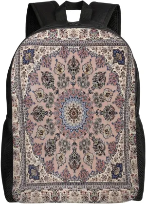Antique Persian Pattern Minimalist Laptop Backpack – Waterproof Business Travel Bag, Breathable Design, Modern Work & Leisure