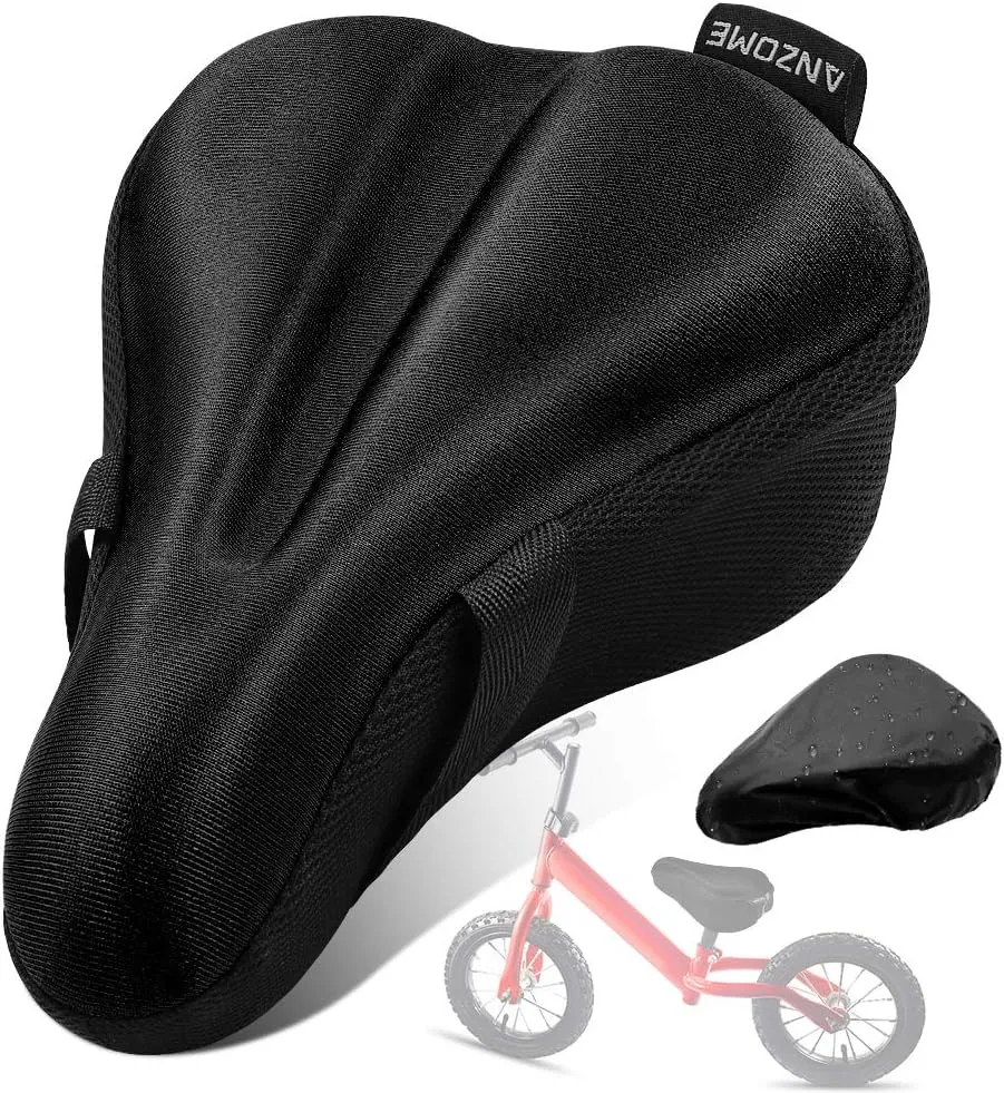 ANZOME Kids Gel Bike Seat Cushion Cover for Boys & Girls Bicycle Seats, 9"x6" Memory Foam Child Bike Seat Cover Extra Soft Small Bicycle Saddle Pad with Water & Dust Resistant Cover