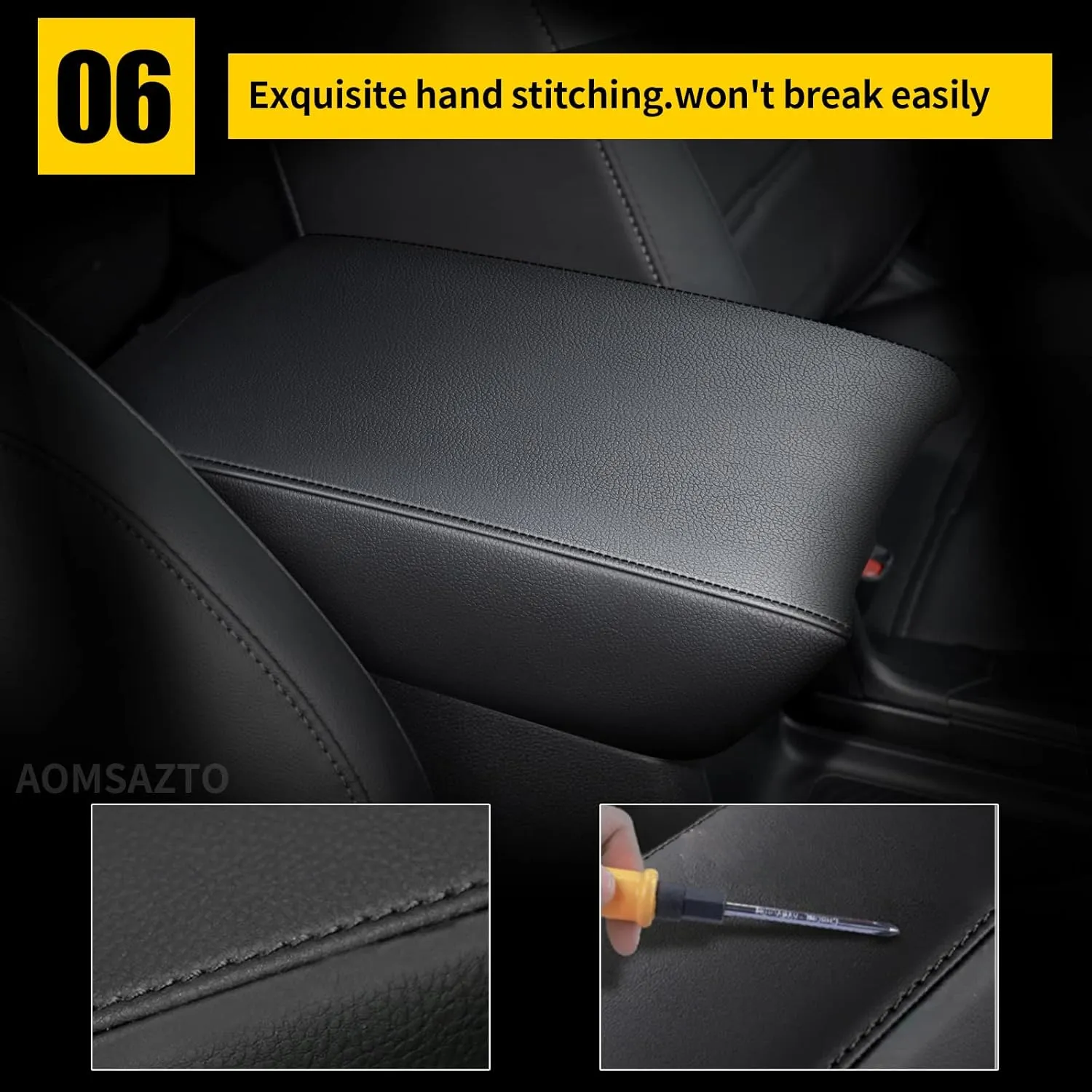 AOMSAZTO Automotive Center Console Cover for CRV Faux Leather Car Armrest Cover Seat Box Protector Custom Fit Compatible for 2017-2022 CRV Black