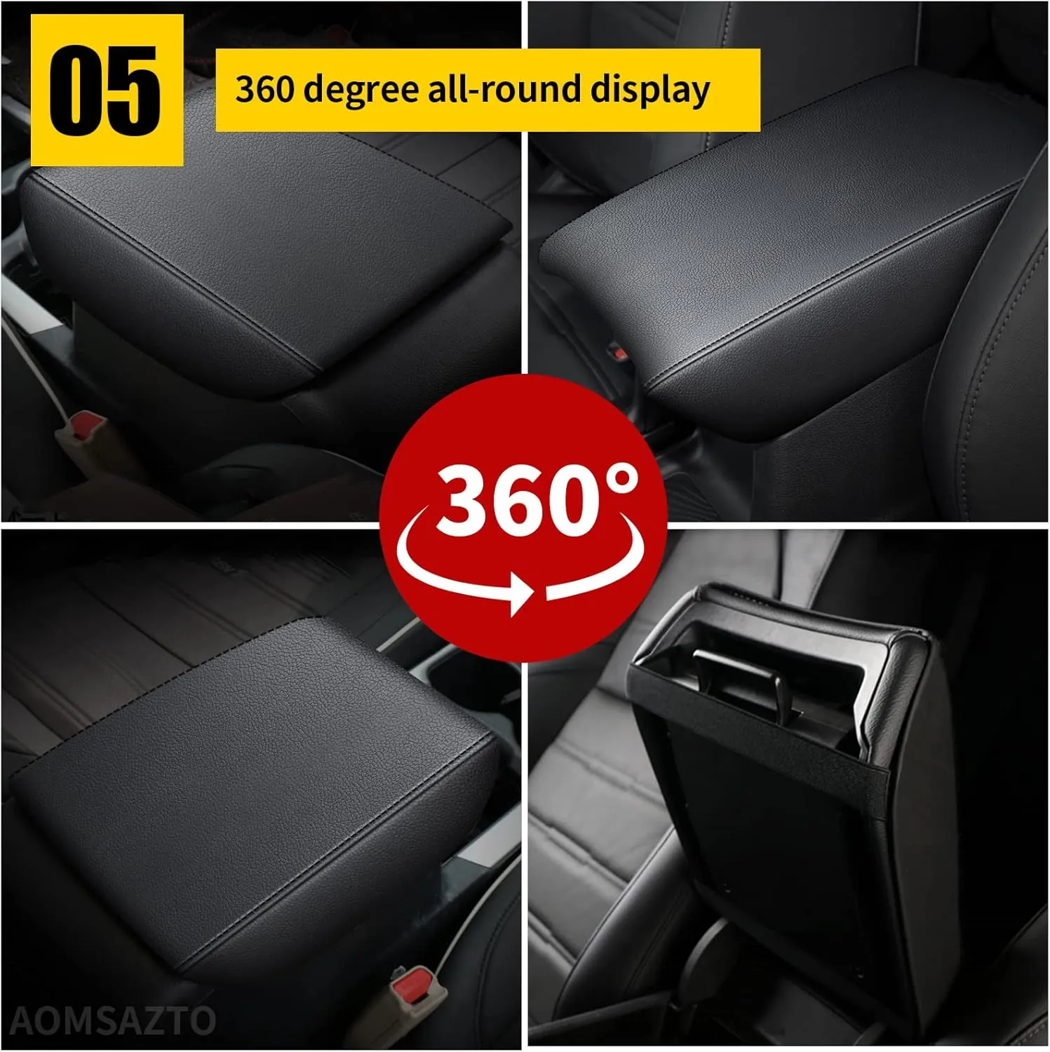 AOMSAZTO Automotive Center Console Cover for CRV Faux Leather Car Armrest Cover Seat Box Protector Custom Fit Compatible for 2017-2022 CRV Black