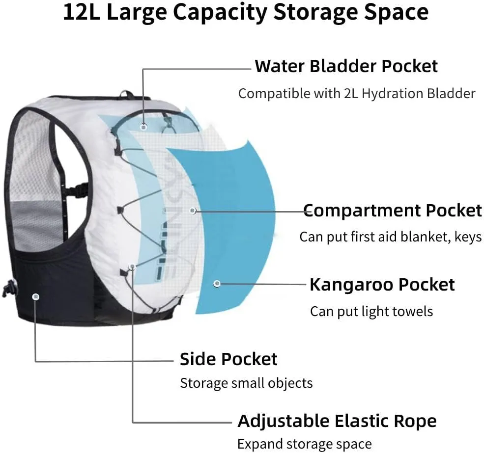 AONIJIE Running Hydration Vest Lightweight & Large Capacity Running Vest for Women Men, Hydration Running Backpack Fits 6.8" Phones