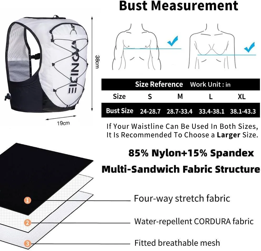 AONIJIE Running Hydration Vest Lightweight & Large Capacity Running Vest for Women Men, Hydration Running Backpack Fits 6.8" Phones