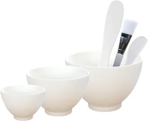 APPEARUS Facial Mask Silicone Mixing Bowl Set – 6-Piece Spa Skincare Kit with 3 Mixing Bowls, Brush & Spatulas – Reusable, Microwave & Dishwasher Safe – White