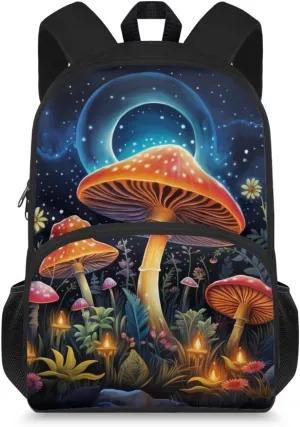 Art Mushroom School Backpack for Teens Elementary School Kindergarten Book Bag Backpack for Girls 6-8 Classic Basic Backpack for Kids Teens Elementary Middle School