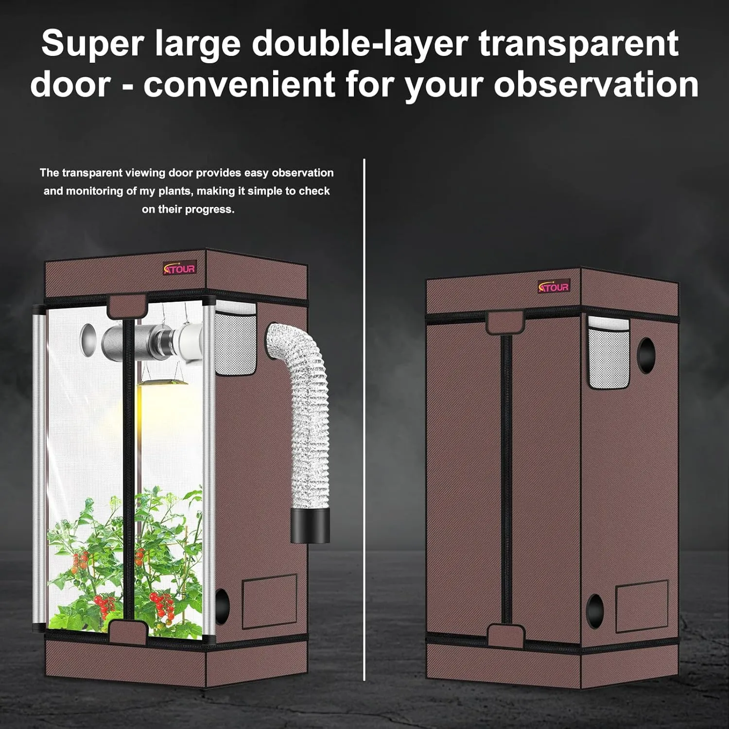 ATOUR Small Grow Tent, 32"x18"x28'' High Reflective Mylar 1680D Hydroponic Grow Tents, Waterproof Grow Tent with Double Cleart Observation Door and Floor Tray, for Indoor Plant Growing