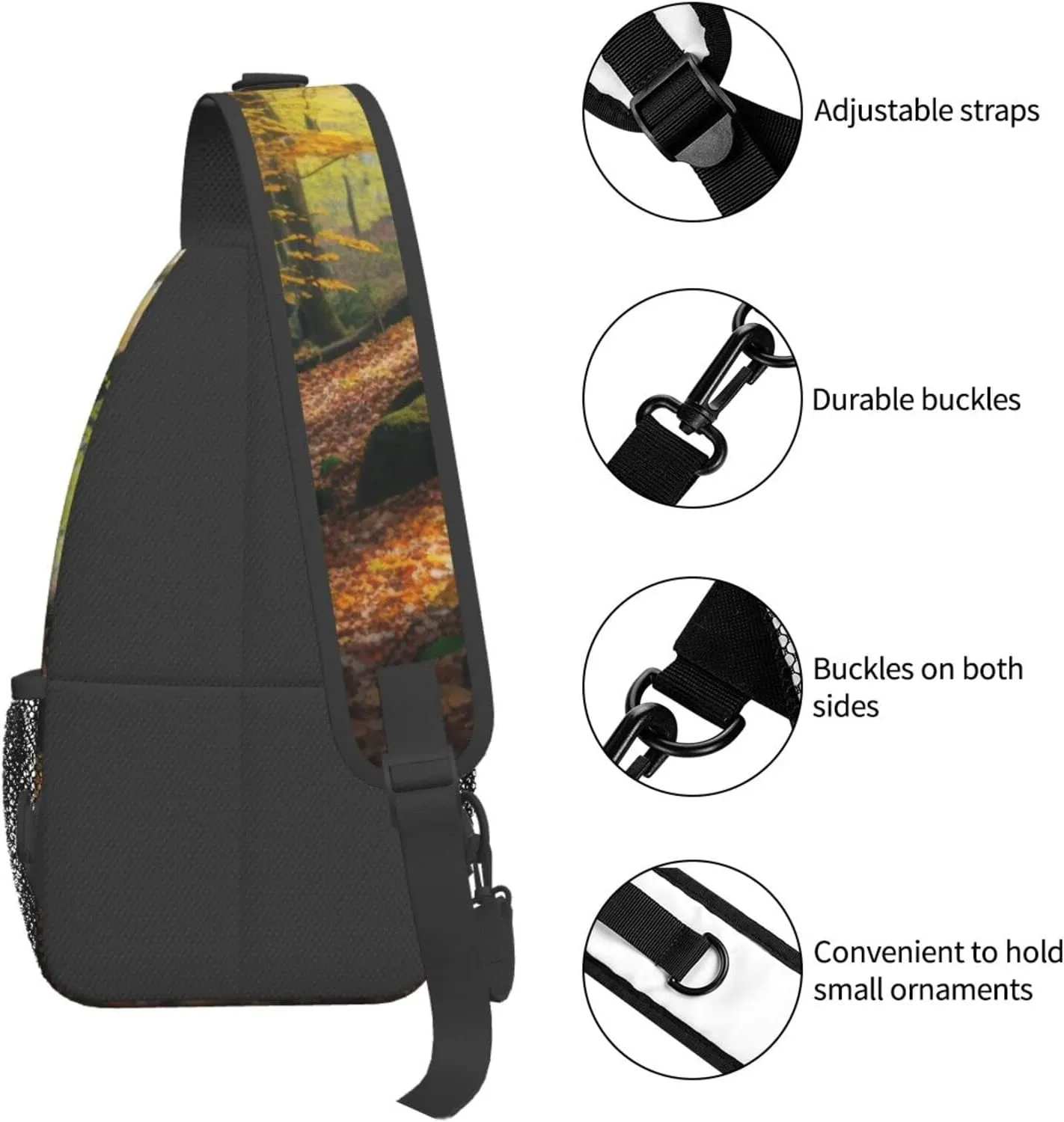 Autumn Forest Trees and Leaves Outdoor Cross-body Shoulder Bag, Unisex Backpack For Women Men Young Hiking Travel