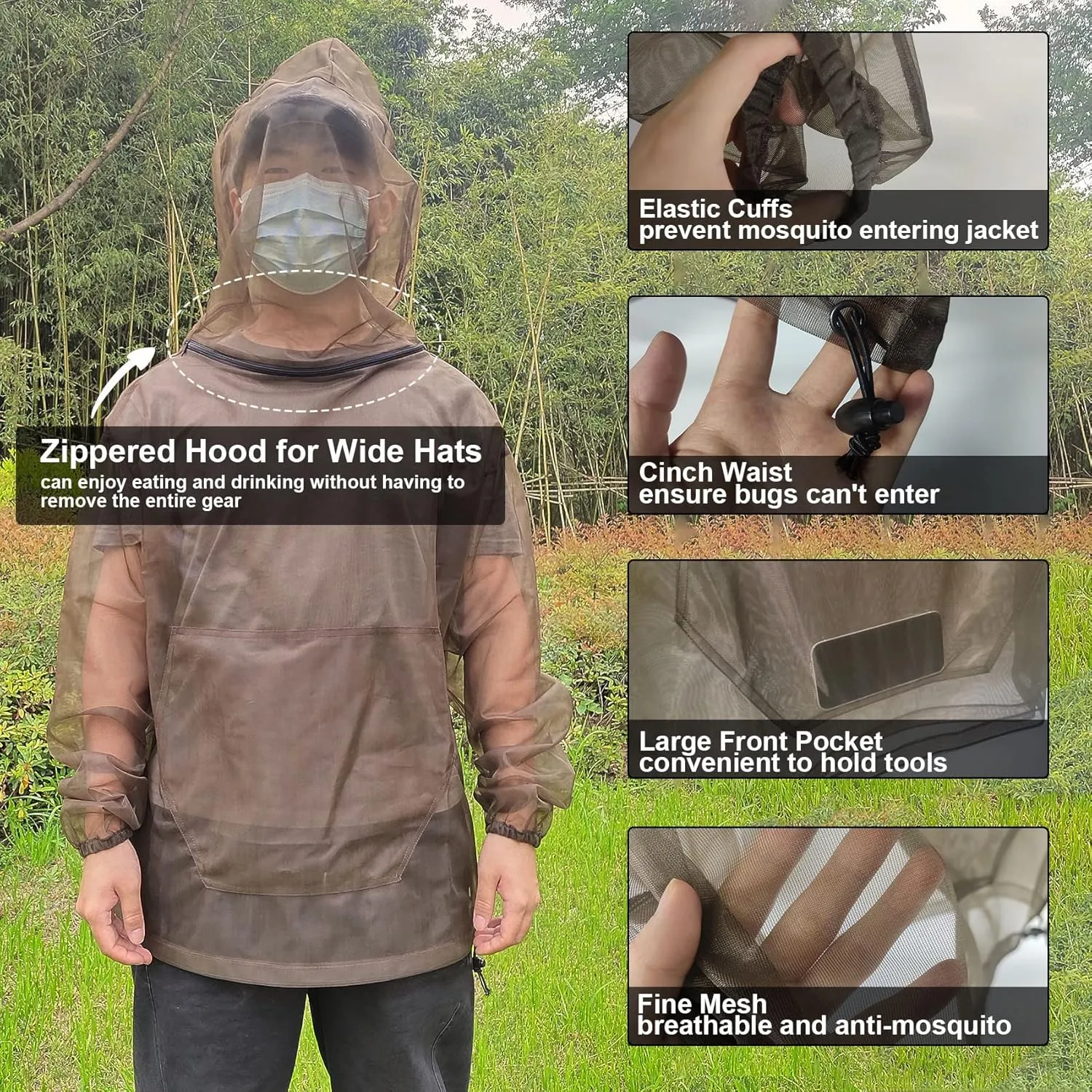 Aventik No-See-Um Mesh Mosquito Jacket Mosquito Pant for Outdoor, Multiple Sizes to Fit Everyone Stay Safe and Cool
