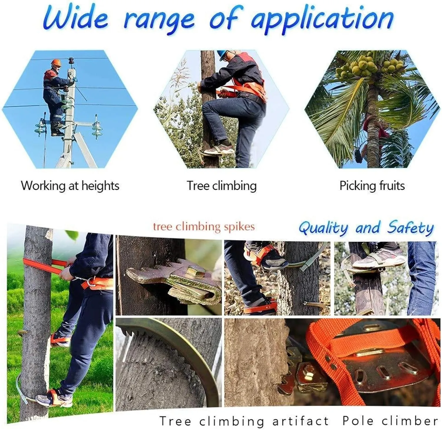 AYGJKIE Tree Climbing Gear, Adjustable Stainless Steel Climbing Tree Spikes, Non-Slip Climbing Trees Tool for Climbing Hunting Observation(250model)