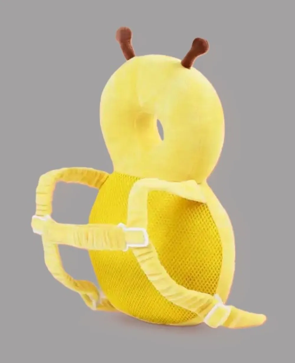 Baby Safety Head Protector Backpack Wear, Adjustable Toddlers Head Pad Cushion Backpack for Safety Baby Learning Walking Crawling (Bee, Lemon Yellow)