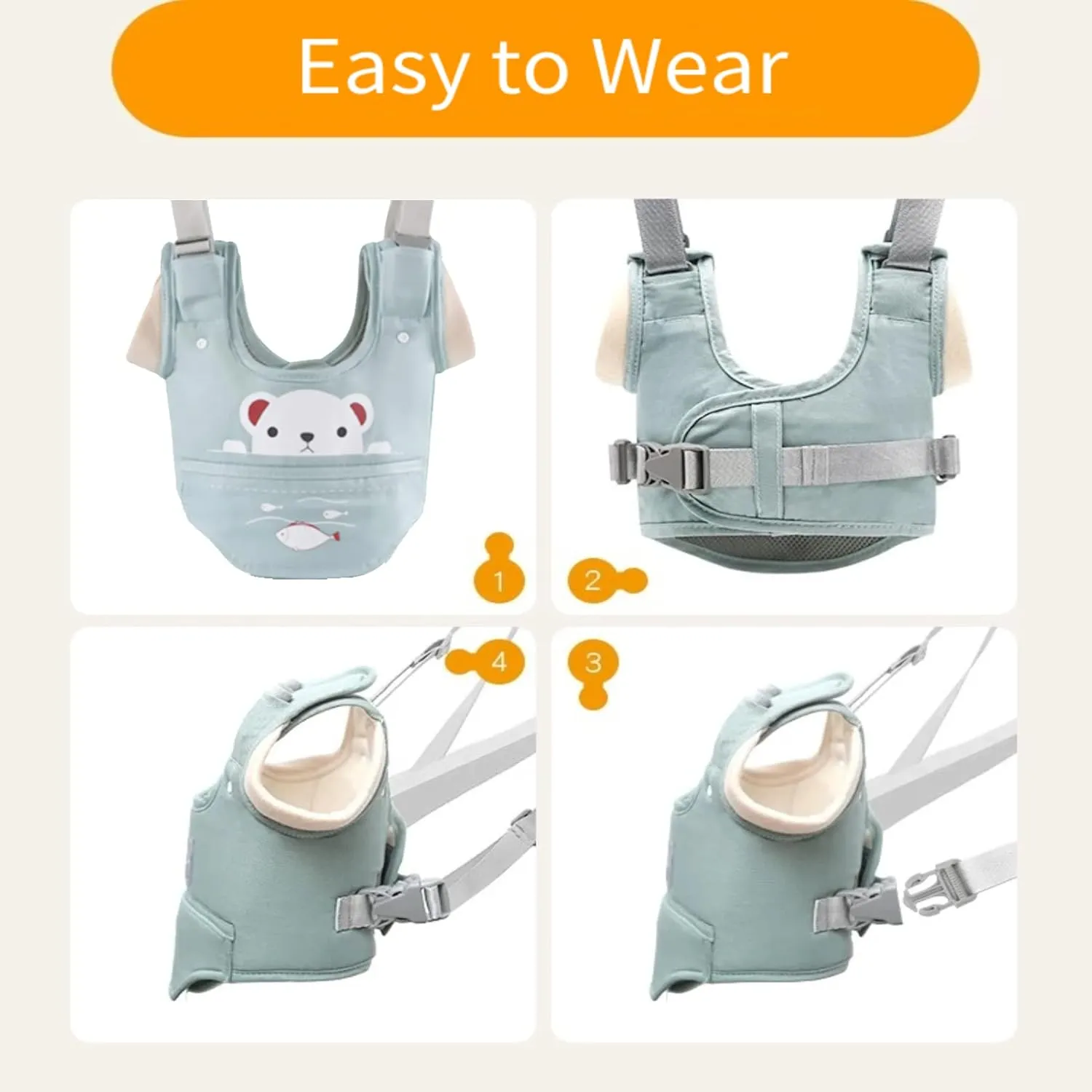 Baby Walking Harness, Handheld Kids Walker Helper with Detachable Crotch Adjustable Walker Harness Assistant Belt Baby Learning Walk Toddler Infant Walker 9-24 Months (Green)
