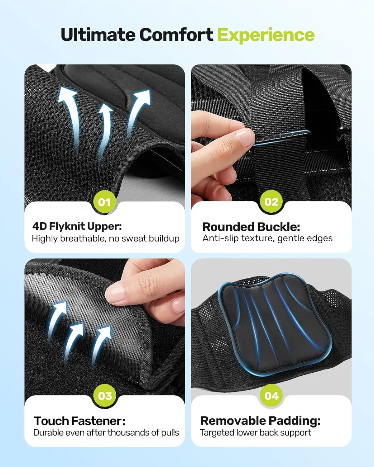 Back Brace for Lower Back Pain Women Men, Ergonomic Support Brace with Lumbar Pad, Adjustable Straps and Soft Breathable Mesh Fabric, Lumbar Support Belt Relief from Sciatica, Gray Size M (Waist: 33.5"-39.4")