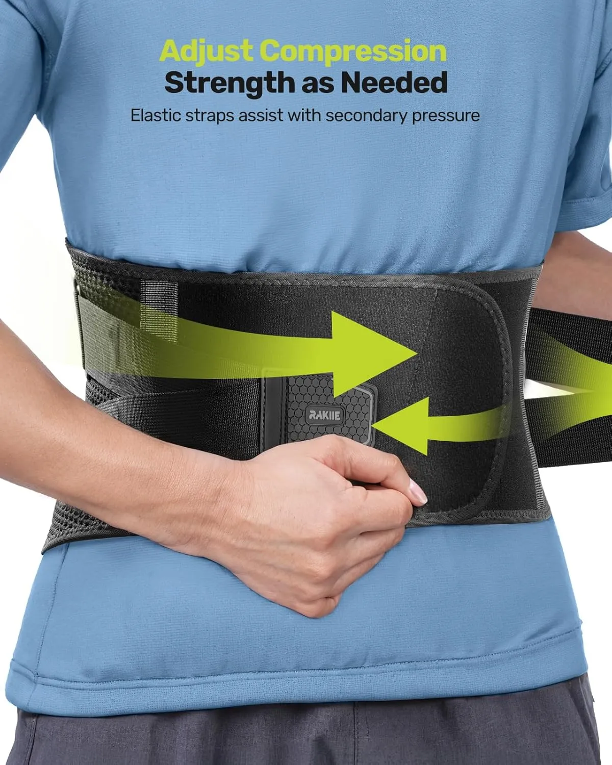 Back Brace for Lower Back Pain Women Men, Ergonomic Support Brace with Lumbar Pad, Adjustable Straps and Soft Breathable Mesh Fabric, Lumbar Support Belt Relief from Sciatica, Gray Size M (Waist: 33.5"-39.4")