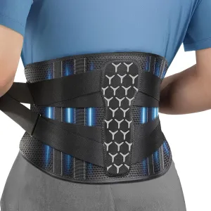 Back Brace for Lower Back Pain Women Men, Ergonomic Support Brace with Lumbar Pad, Adjustable Straps and Soft Breathable Mesh Fabric, Lumbar Support Belt Relief from Sciatica, Gray Size M (Waist: 33.5"-39.4")