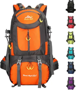 Backpack Hiking Camping Backpack Daypack 40L 50L 60L Water Resistant Lightweight Travel Backpack For Wemen Men (Orange, 60L)