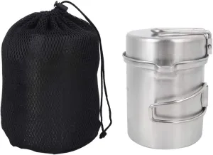 Backpacking Camping Cookware Stainless Steel Camping Pot with Foldable Handle Backpacking Cooking Pot for Hiking Picnic