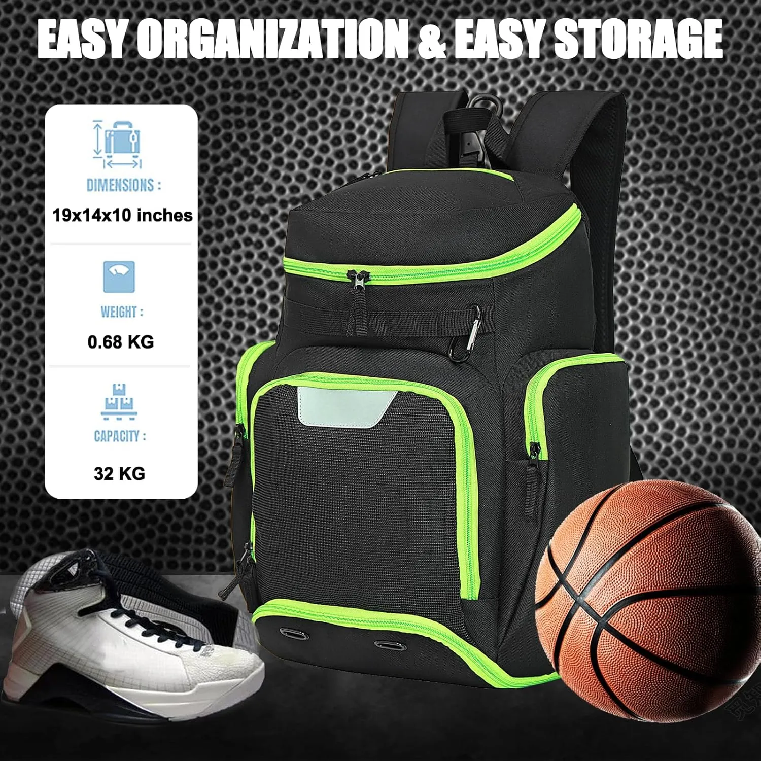 Basketball Backpack Large Sports Bag, Gym Bag with Ball Compartment and Shoe Compartment to Store Sports Shoes Water Bottles Laptops and Daily Necessities, Widely Used in Basketball, Soccer