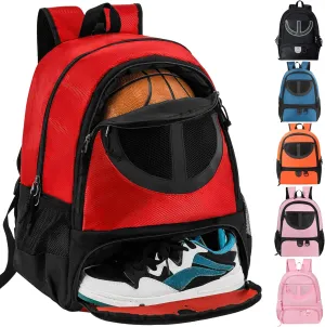 Basketball Bag Backpack for Men Women with Ball & Shoes Compartment 30L Capacity Lightweight Breathable Boys Girls Soccer Ball Bag Backpack Fit Volleyball Football Sports Travel School Gym