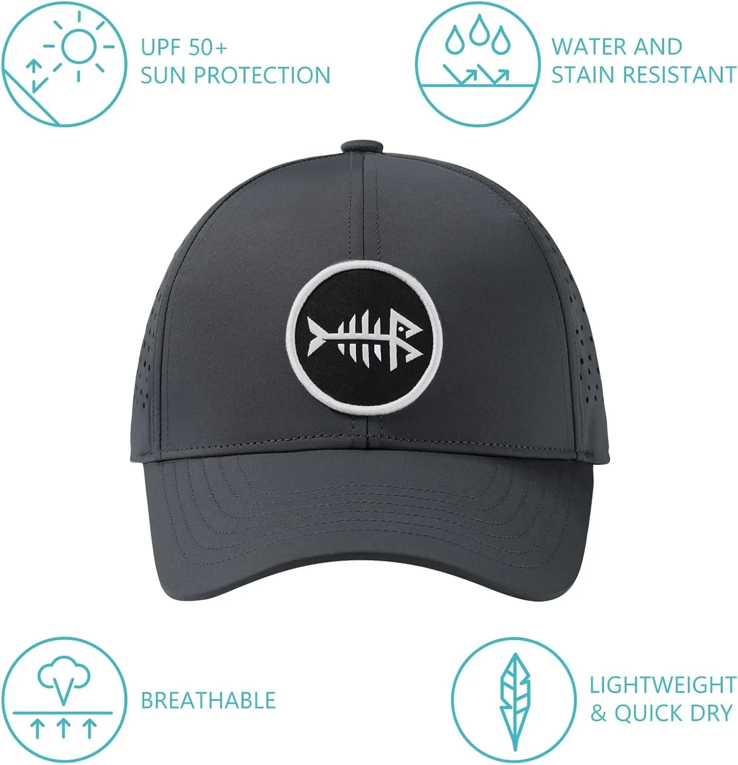 BASSDASH UPF 50  Quick Dry Baseball Cap Water Resistant Laser Cut Mesh Snapback Hat for Men Women Fishing Hiking FH14